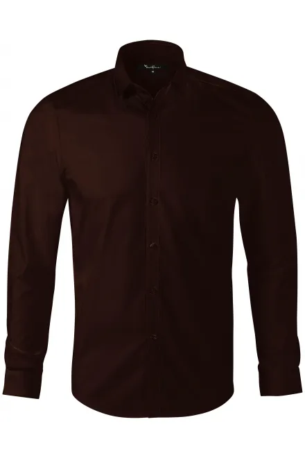 Camisa de hombre de manga larga Slim fit - café, L