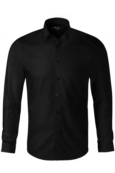 Camisa de hombre de manga larga Slim fit - negro, L