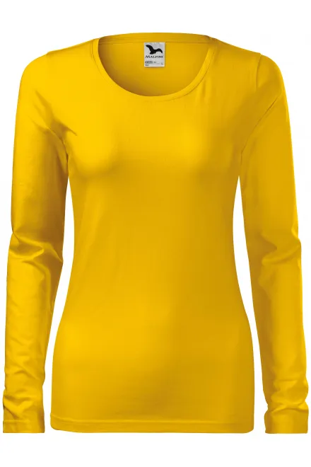 Camiseta ajustada de mujer con mangas largas. - amarillo, S