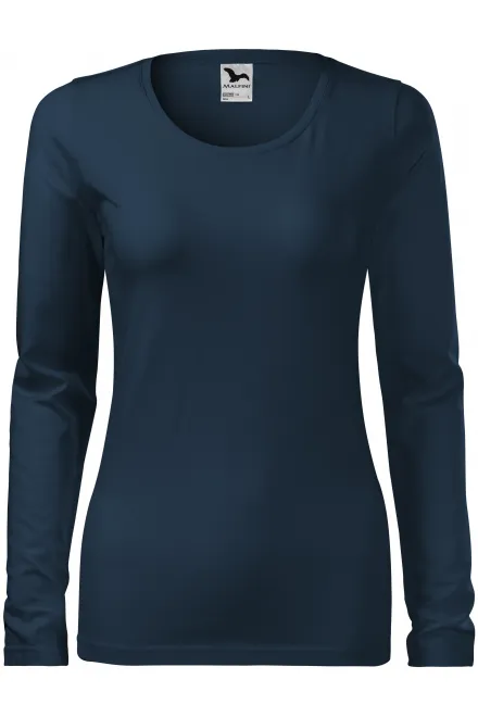 Camiseta ajustada de mujer con mangas largas. - azul oscuro, S