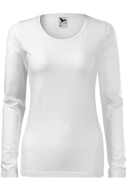 Camiseta ajustada de mujer con mangas largas. - blanco, S