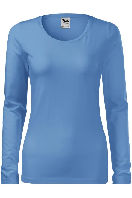 Camiseta ajustada de mujer con mangas largas. - cielo azul, S