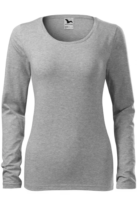 Camiseta ajustada de mujer con mangas largas. - mármol gris oscuro, S
