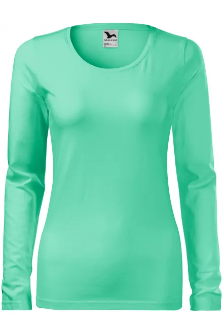 Camiseta ajustada de mujer con mangas largas. - menta, S