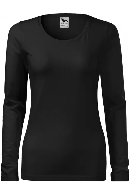 Camiseta ajustada de mujer con mangas largas. - negro, S