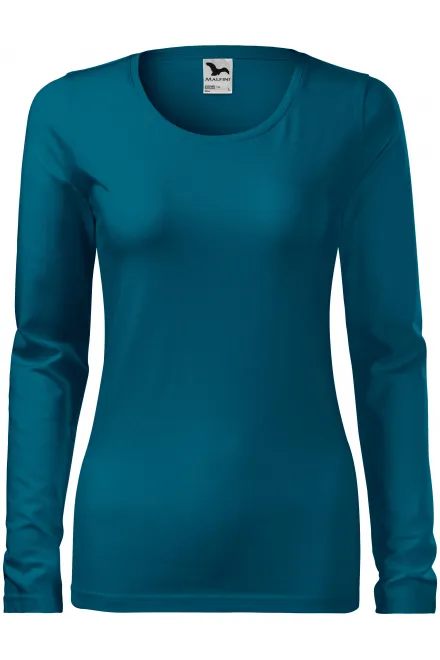 Camiseta ajustada de mujer con mangas largas. - petrol blue, S