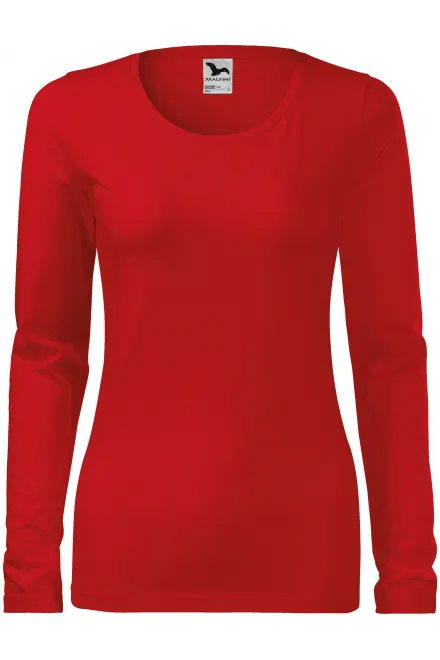 Camiseta ajustada de mujer con mangas largas. - rojo, S