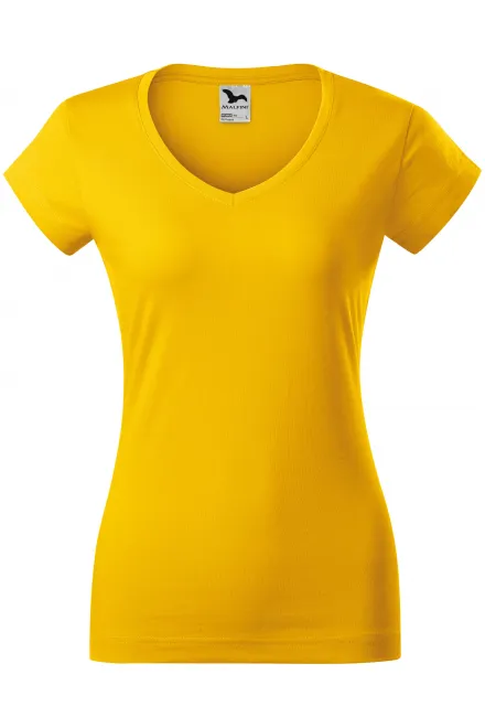 Camiseta ajustada para mujer con escote en V - amarillo, XS