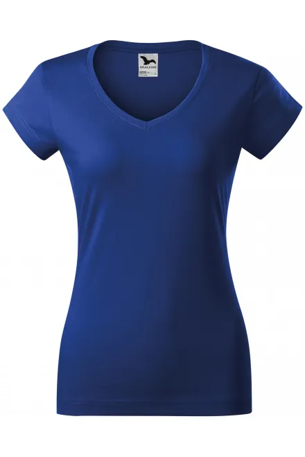Camiseta ajustada para mujer con escote en V - azul real, XS