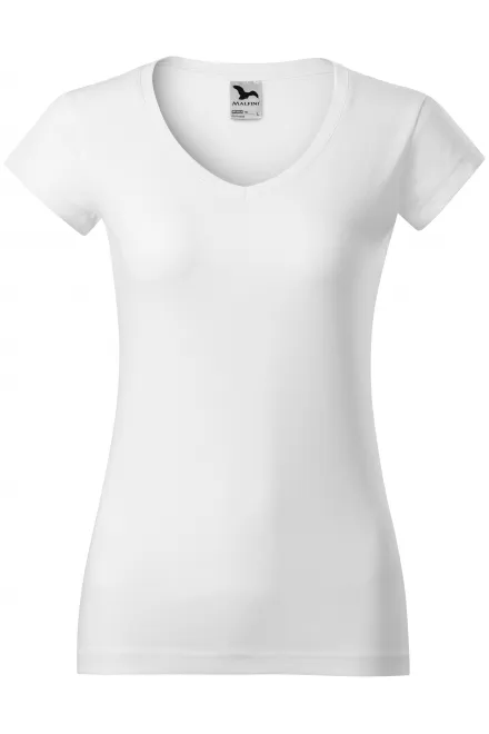 Camiseta ajustada para mujer con escote en V - blanco, XS