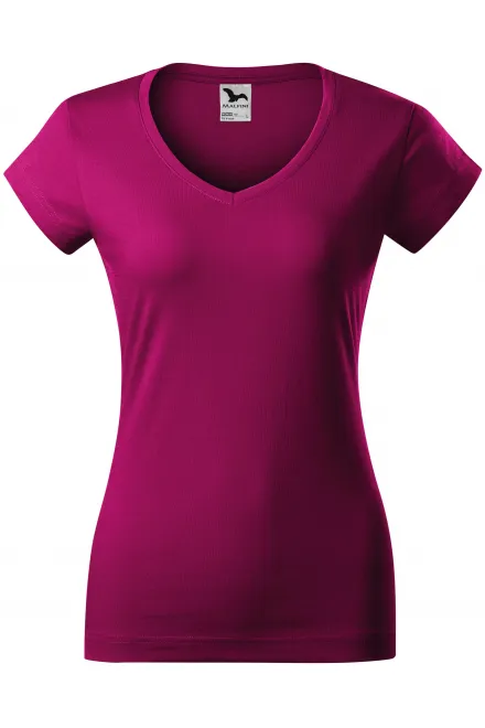 Camiseta ajustada para mujer con escote en V - fucsia, XS