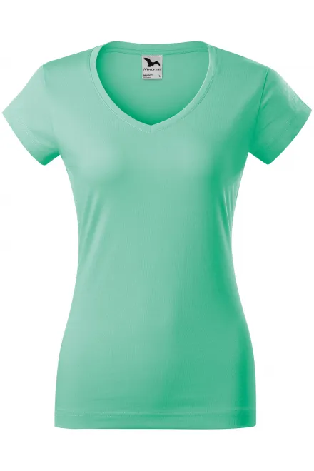 Camiseta ajustada para mujer con escote en V - menta, XS