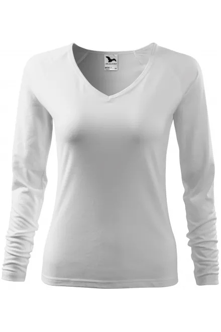 Camiseta ajustada para mujer, escote en V - blanco, L