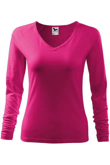 Camiseta ajustada para mujer, escote en V - frambuesa, L