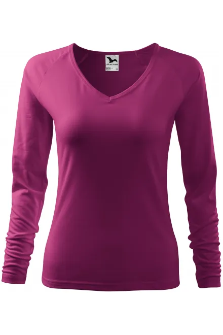Camiseta ajustada para mujer, escote en V - fucsia, L