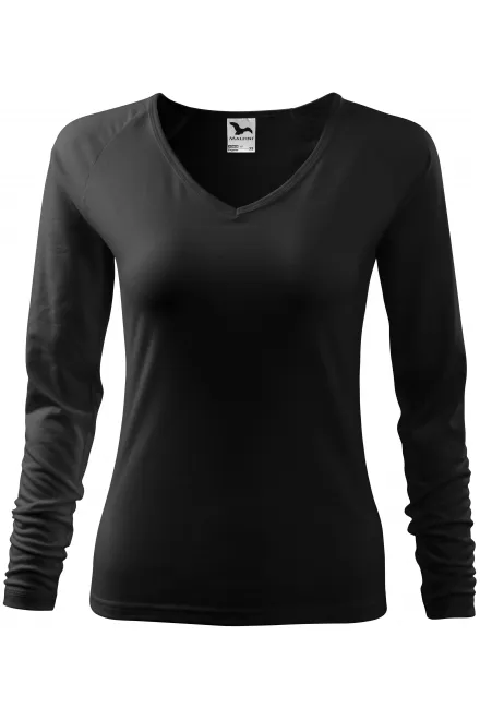 Camiseta ajustada para mujer, escote en V - negro, L