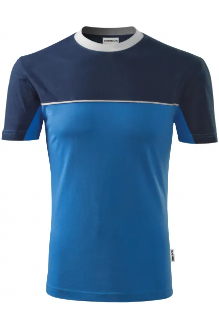 Camiseta de algodón bicolor - azul claro, 2XL