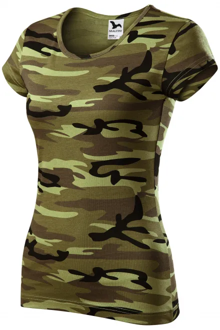 Camiseta de camuflaje para mujer, camuflaje verde