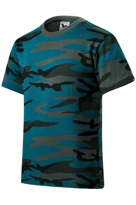 Camiseta de camuflaje para niños, camuflaje azul