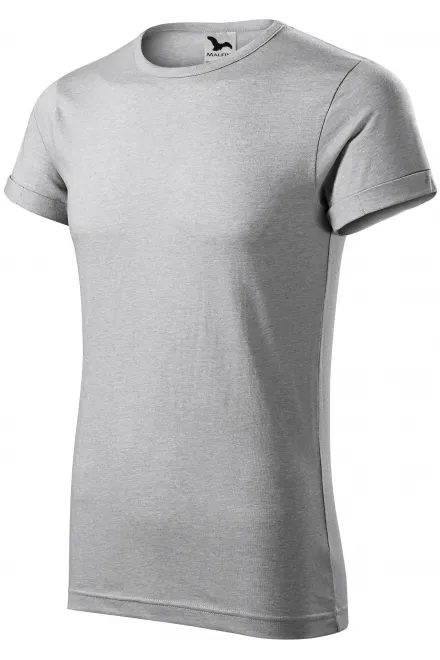 Camiseta de hombre con mangas enrolladas, mármol plateado