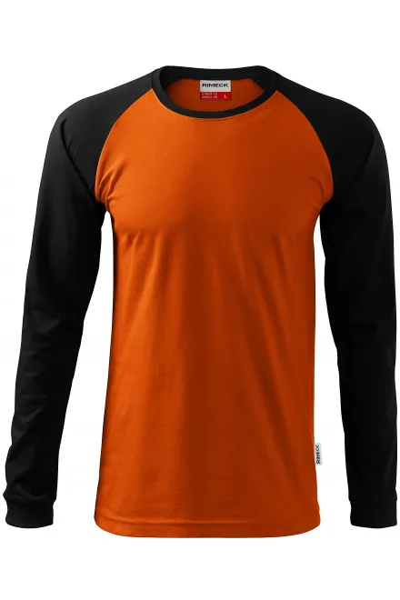 Camiseta de hombre de manga larga en contraste - naranja, L
