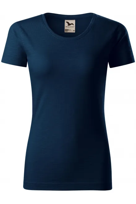 Camiseta de mujer, algodón orgánico texturizado - azul oscuro, M