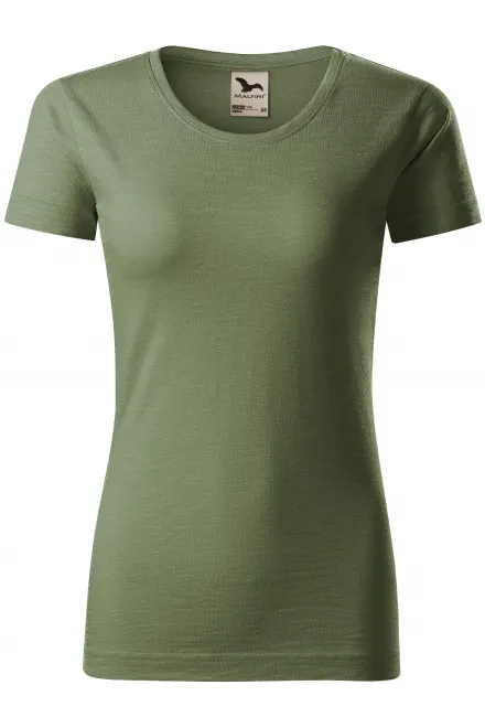 Camiseta de mujer, algodón orgánico texturizado - caqui, M