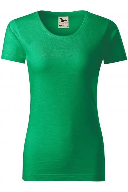 Camiseta de mujer, algodón orgánico texturizado - pasto verde, M