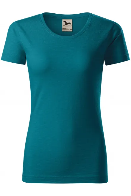 Camiseta de mujer, algodón orgánico texturizado - petrol blue, M