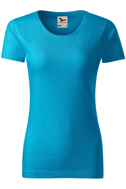 Camiseta de mujer, algodón orgánico texturizado - turquesa, M
