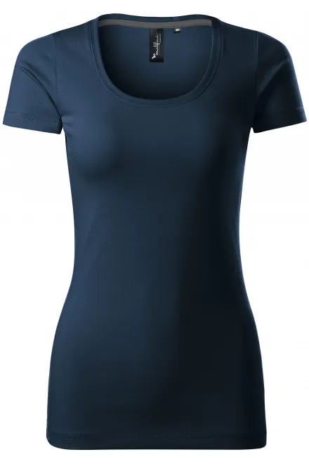 Camiseta de mujer con costuras decorativas - azul oscuro, XS