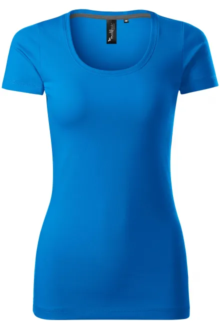 Camiseta de mujer con costuras decorativas - océano azul, XS
