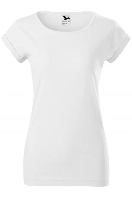 Camiseta de mujer con mangas enrolladas - blanco, M