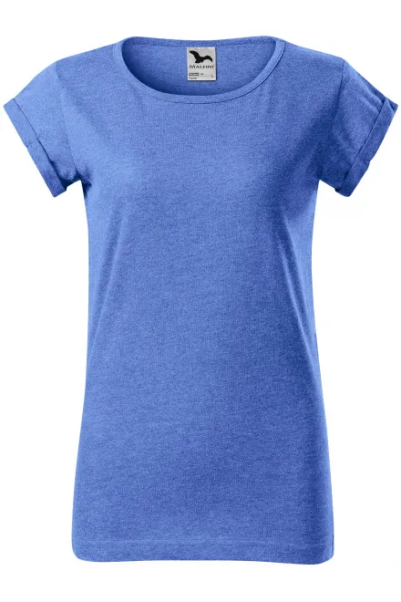 Camiseta de mujer con mangas enrolladas - mármol azul, M
