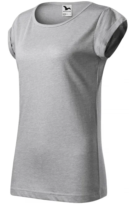 Camiseta de mujer con mangas enrolladas, mármol plateado