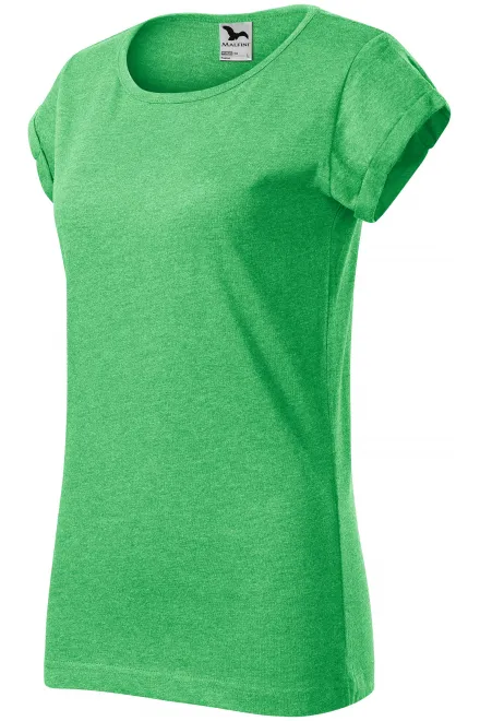 Camiseta de mujer con mangas enrolladas, mármol verde