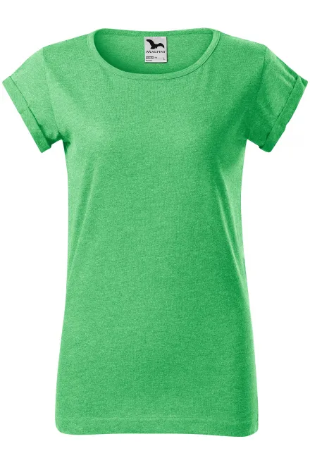 Camiseta de mujer con mangas enrolladas - mármol verde, M