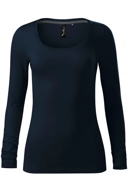 Camiseta de mujer con mangas largas y escote más profundo. - azul oscuro, XL