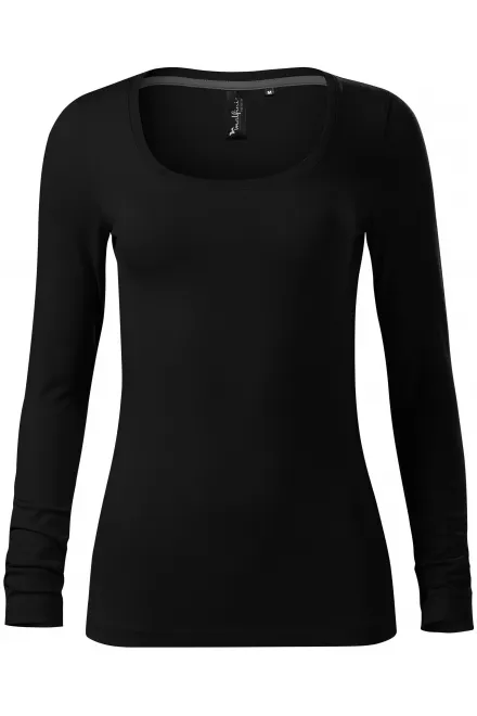 Camiseta de mujer con mangas largas y escote más profundo. - negro, XL