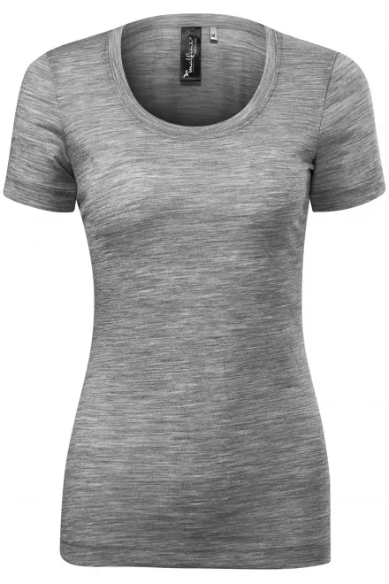 Camiseta de mujer de lana merino - mármol gris oscuro, XL