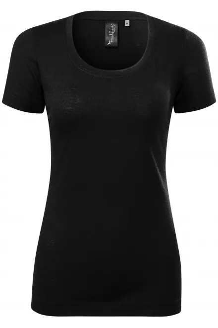 Camiseta de mujer de lana merino - negro, XL