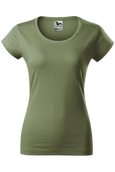 Camiseta de mujer slim fit con cuello redondo - caqui, S