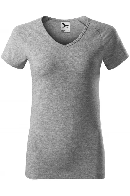 Camiseta de mujer slim fit con manga raglán - mármol gris oscuro, 2XL