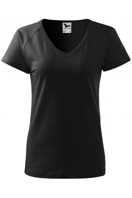 Camiseta de mujer slim fit con manga raglán - negro, 2XL
