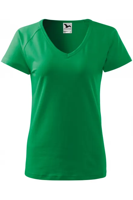 Camiseta de mujer slim fit con manga raglán - pasto verde, 2XL