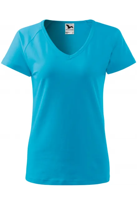 Camiseta de mujer slim fit con manga raglán - turquesa, 2XL