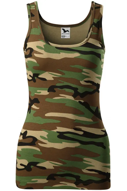 Camiseta sin mangas de camuflaje para mujer - camuflaje marrón, XS