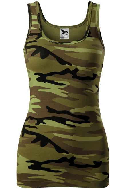 Camiseta sin mangas de camuflaje para mujer - camuflaje verde, XS
