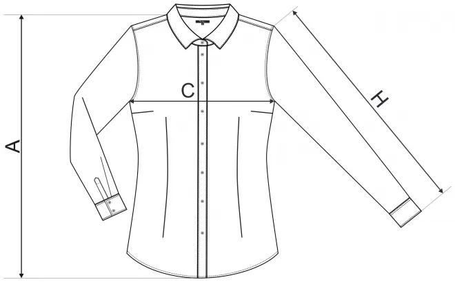 Blusa de manga larga para mujer slim Fit - tabla de dimensiones