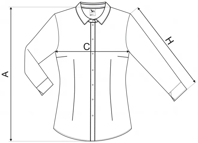 Blusa de mujer con mangas largas - tabla de dimensiones